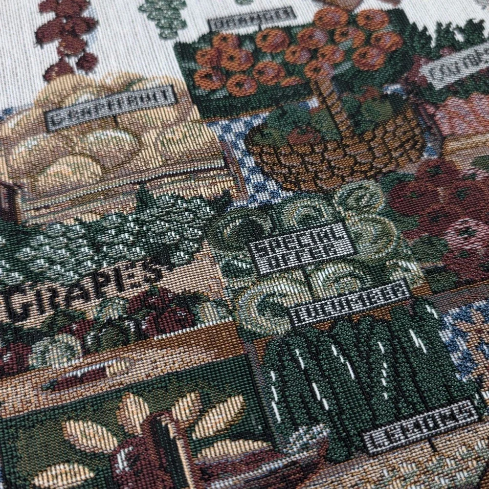 Woven Vintage‎ Tapestry Farmers Market Placemats Set of 3 Fruit Vegetable 13x19